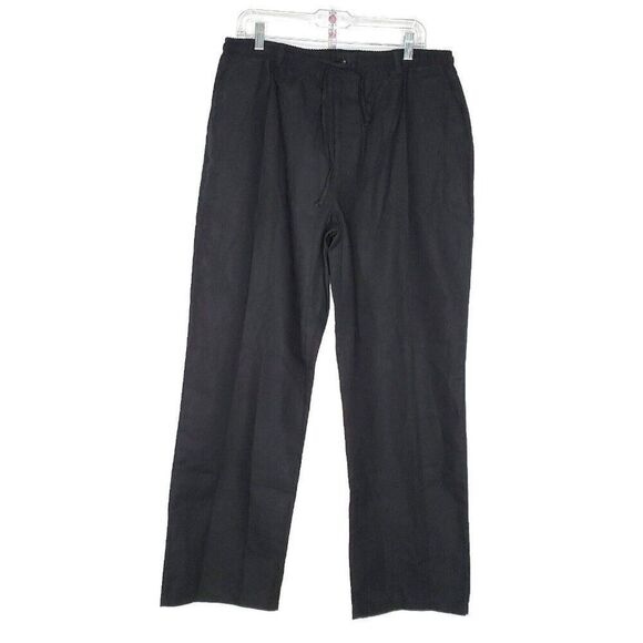 Coofandy Mens Linen Pants XL Black Elastic Waist Drawstring Straight Leg Casual - Picture 1 of 6